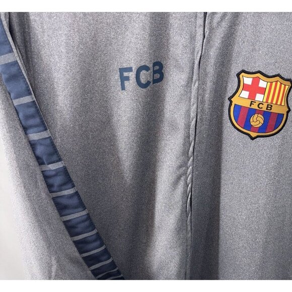 FC Barcelona Grey Warm Up Jacket Full Zip Men's Size XL Extra Large Soccer Mint - Picture 4 of 11
